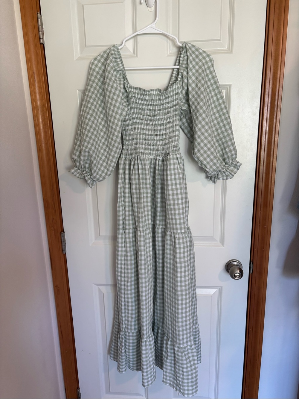 Cellabie Green and White Gingham Dress
